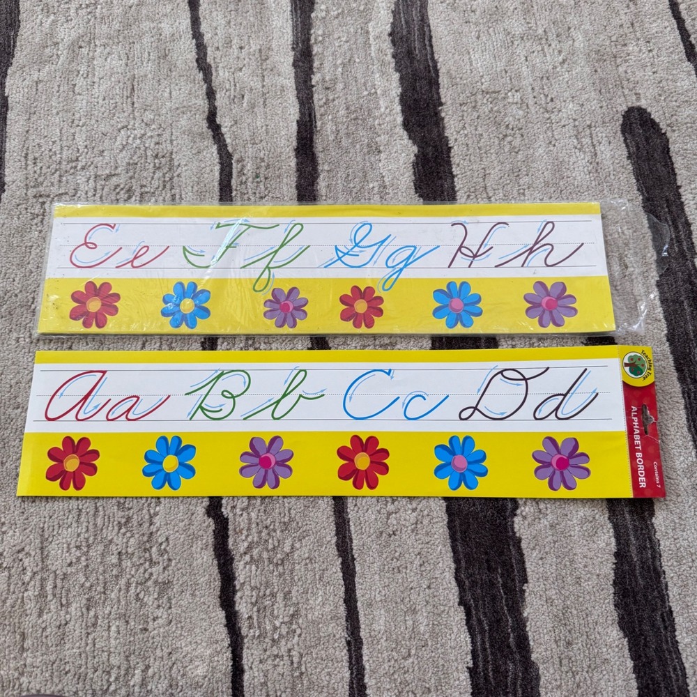 Teaching Tree Cursive Alphabet Border Classroom Wall Decor 7 Count Yellow Flower